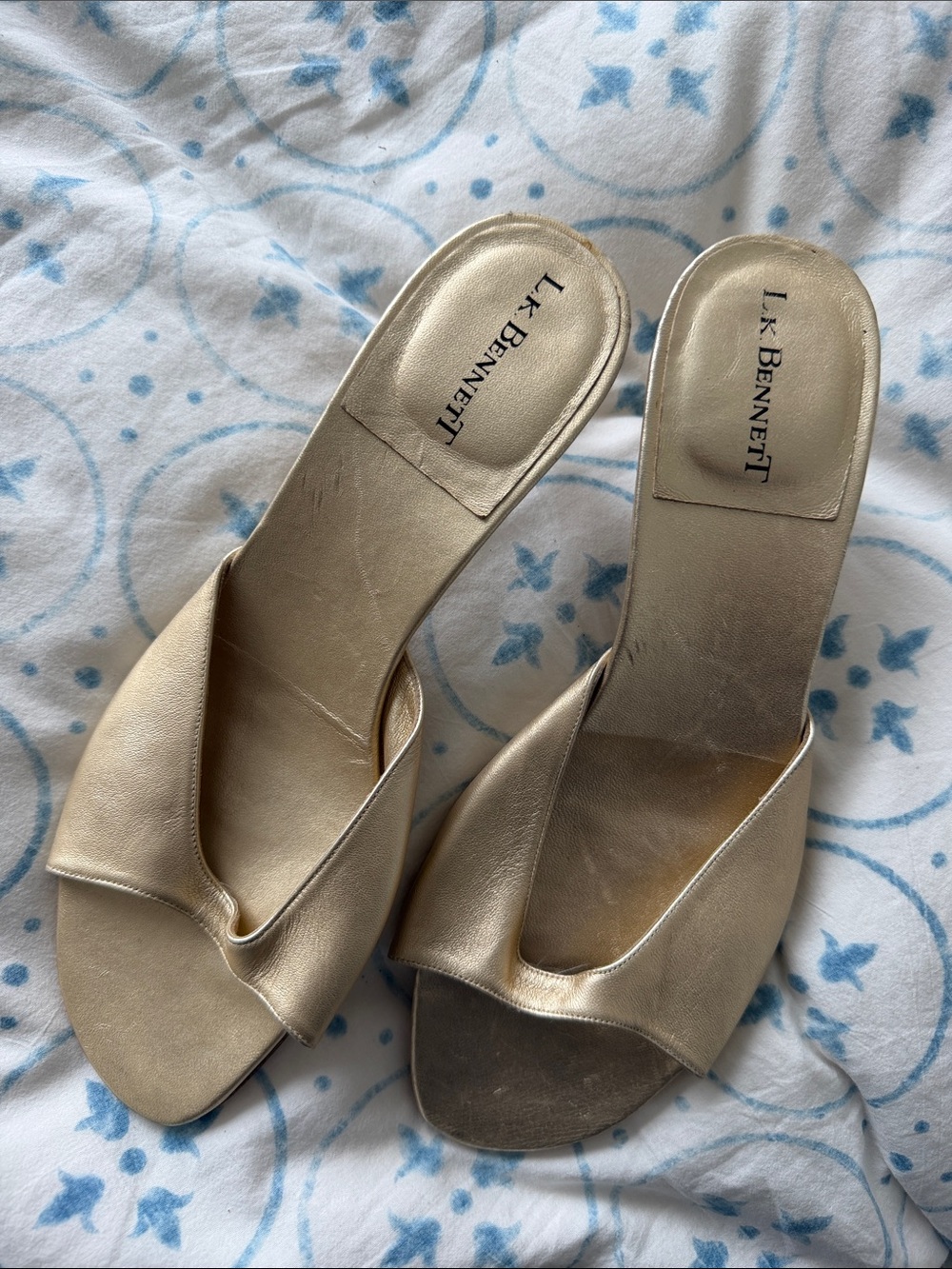 LK Bennett Metallic Gold Slide Mules